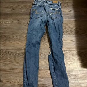 American Eagle Outfitters Distressed Blue Skinny Jeans